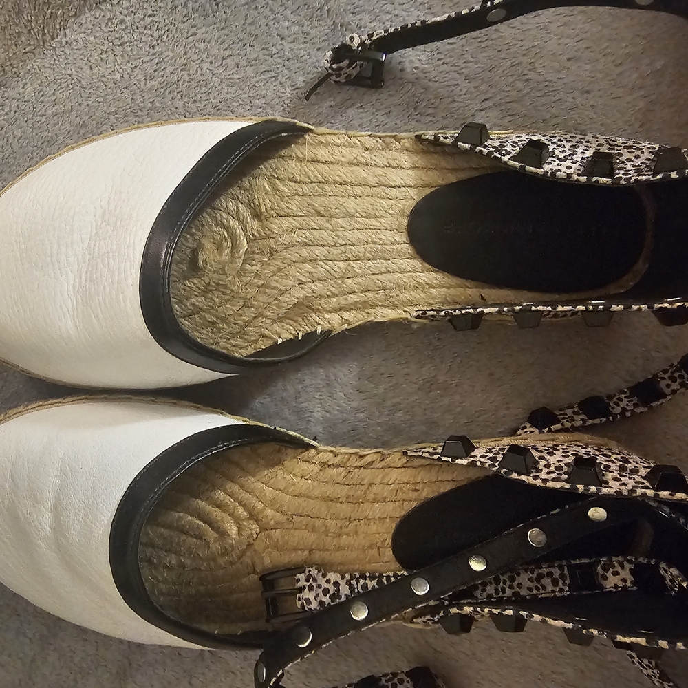 Rebecca Minkoff Black & White Studded Espadrilles Size 7 1/2
